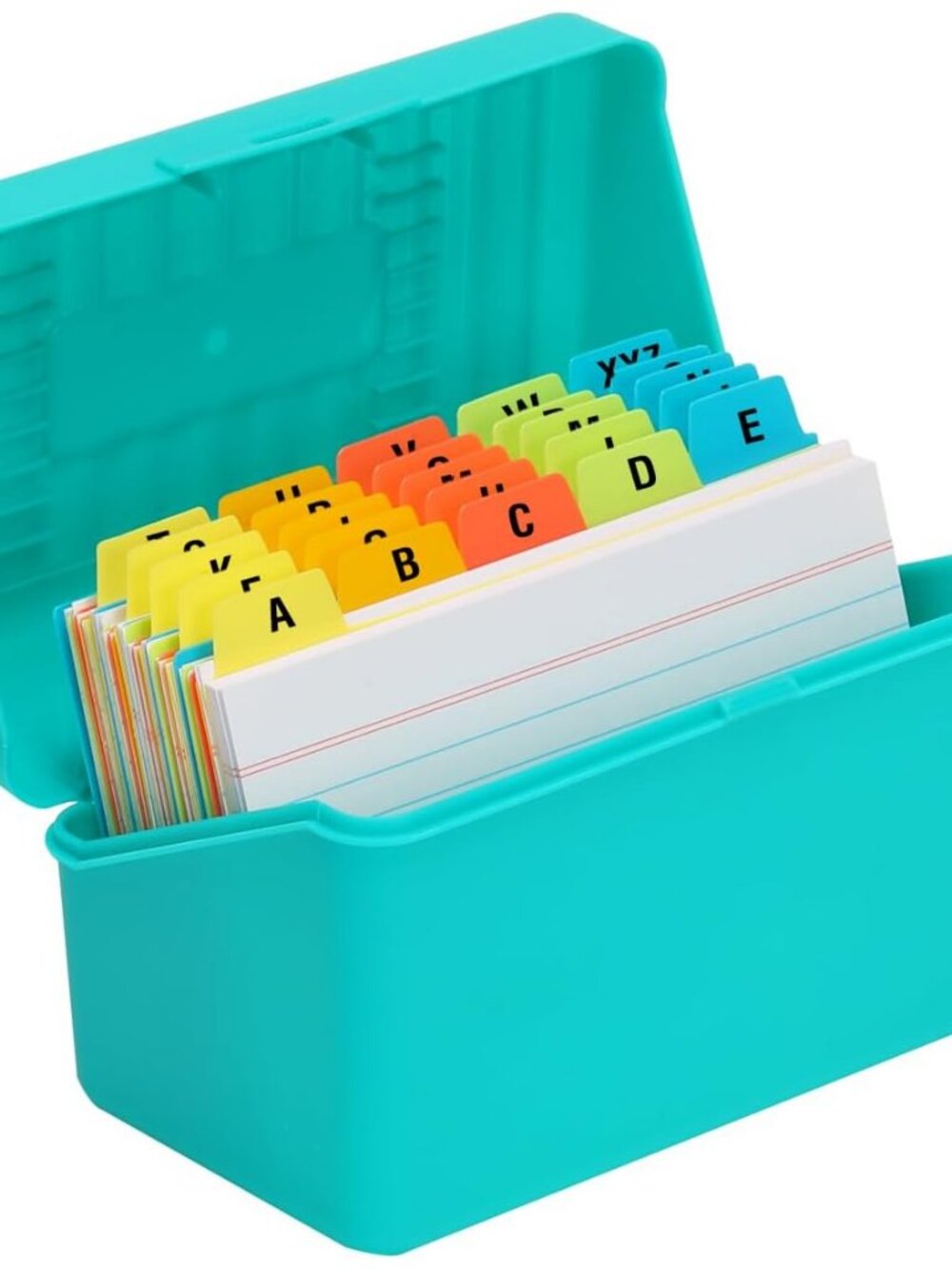 3x5 Index Card Holder with 100 Index Cards and 25 Dividers, Teal